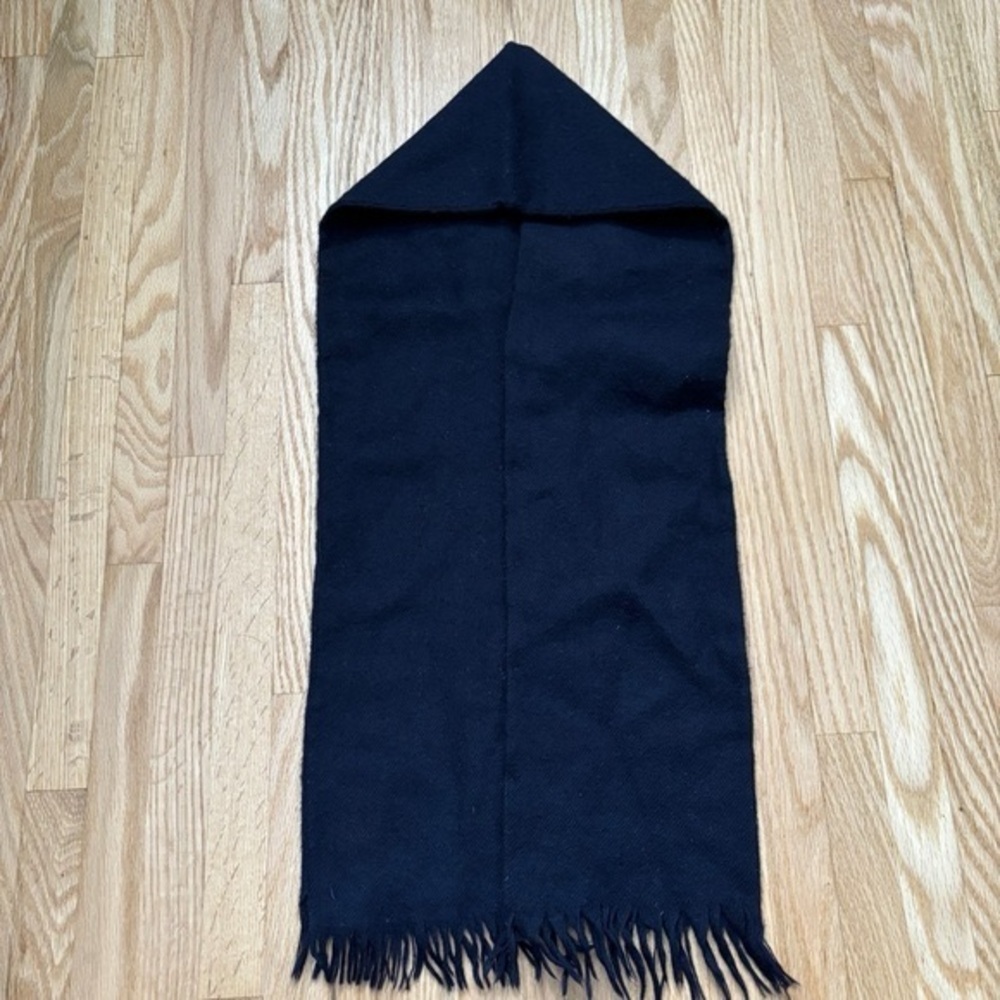 Vintage Wool Button Up Scarf Deep Navy Blue
